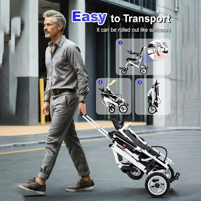 25 Miles Adult Electric Wheelchair Light Foldable, Weighing Only 37 Pounds Folding Electric Wheelchair With Rear Control, 2*10AH Removable Lithium Battery With Water Cup Holder Backpack Dust Bag Suitable For People With Disabilities