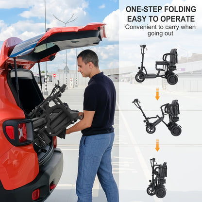 3 Wheel Electric Scooter For Seniors, 500W Dual Motor Lightweight Folding Mobility Trike, 300 Lbs Capacity, Airline Approved Removable Battery For Travel