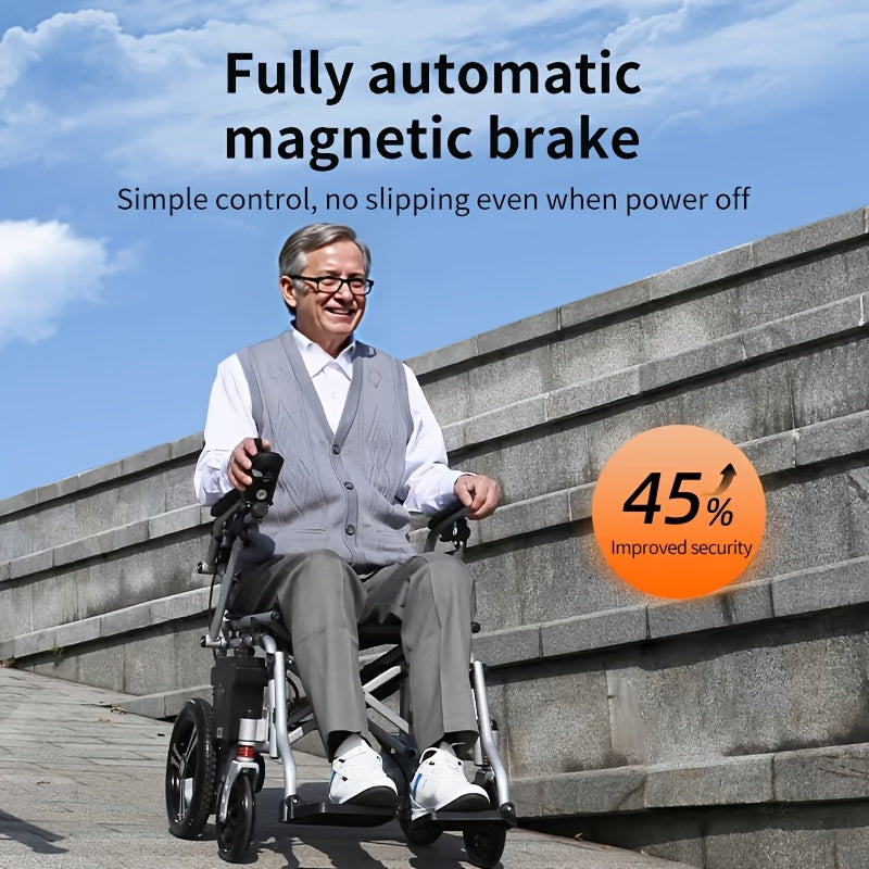 Adult Electric Wheelchair with Intelligent Control, Electromagnetic Braking System, Small Turning Radius, Small Folding Space. It Is Suitable for The Travel Of The Elderly And The Disabled And Can Bear A Weight Of 300 Pounds.