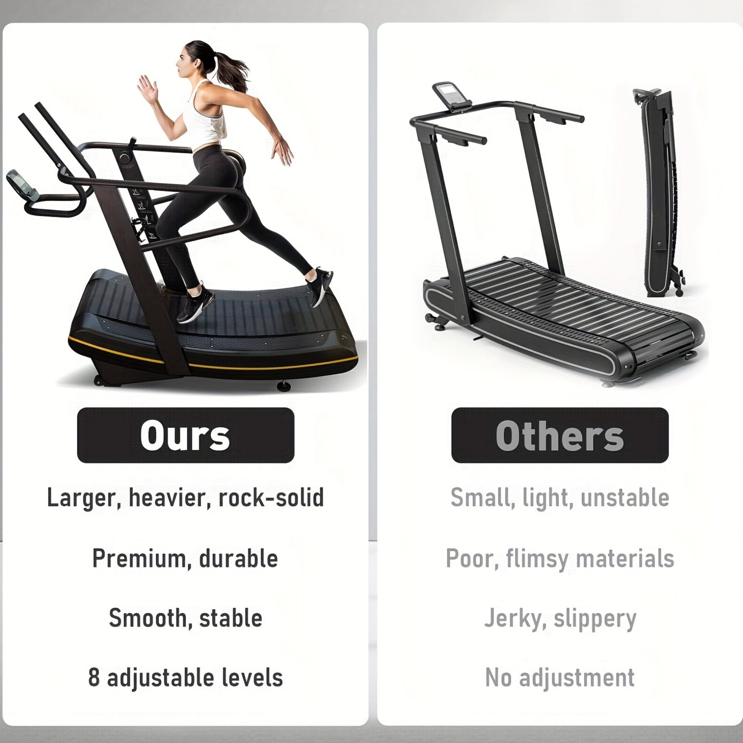 Manual Curved Treadmill, 8-Level Resistance, LCD Display, Non-Electric Fitness Equipment For Home & Gym, Cardio & Anaerobic Training