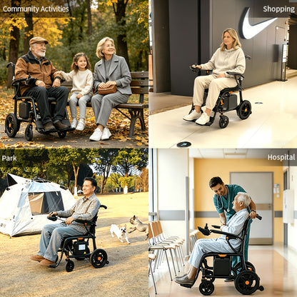 Carbon Fiber 25 Mile Long Range Adult Electric Wheelchair No Installation, One-Step Folding And Unfolding, Lightweight 15Kg, 300Lbs Load Capacity, Compact Enough to Fit in Luggage, Perfect for Travel, Park & Beach Outings, Portable Power Chair