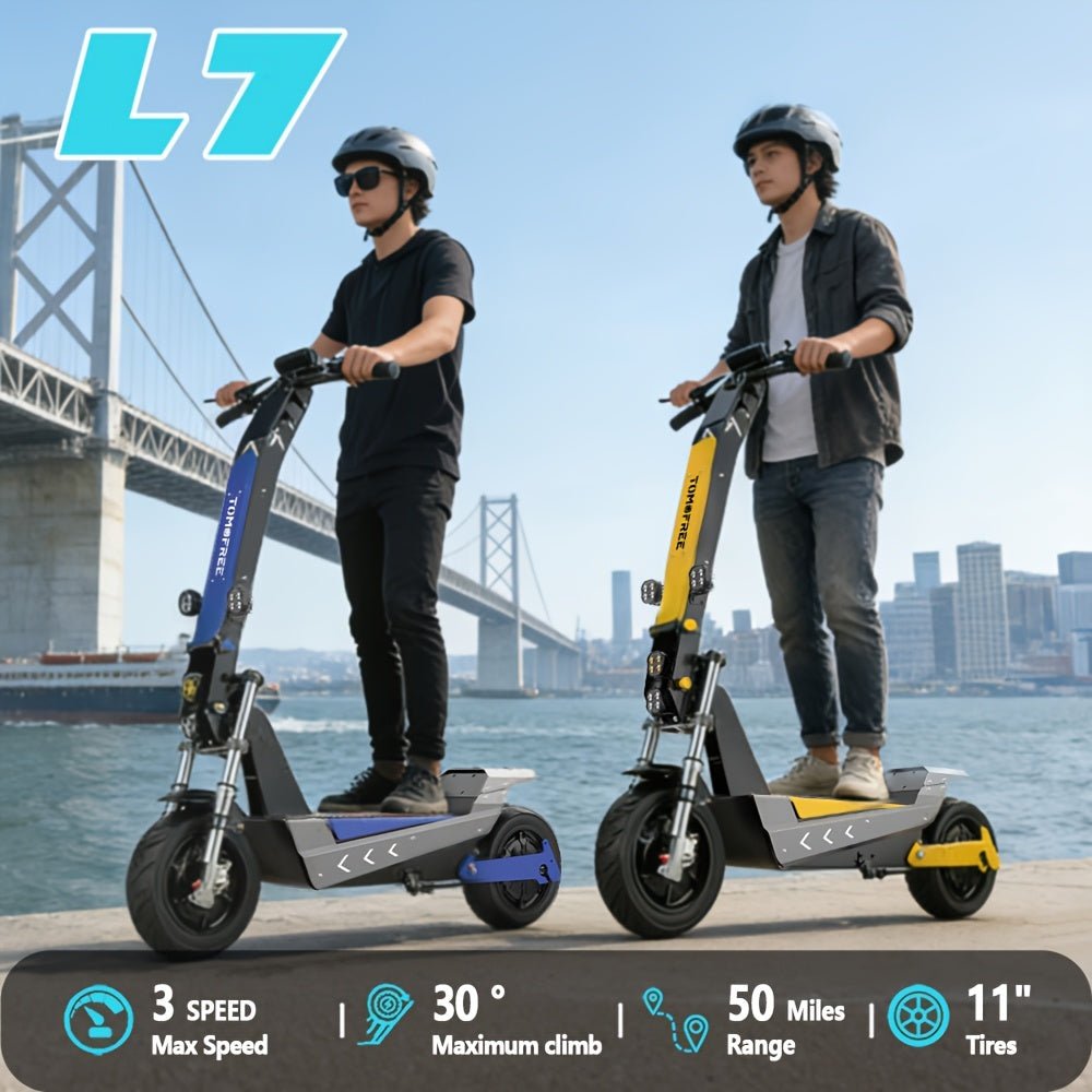 Electric Scooter, Brushless Motor, 35Ah 11-Inch Tires, 3-Speed Range of about 50 Miles, Long-Range Electric Scooter, 330Lbs Weight Capacity, Suitable for Urban Commuting, Outdoor Camping And Adventure Travel, Adult Surprise Birthday Gift