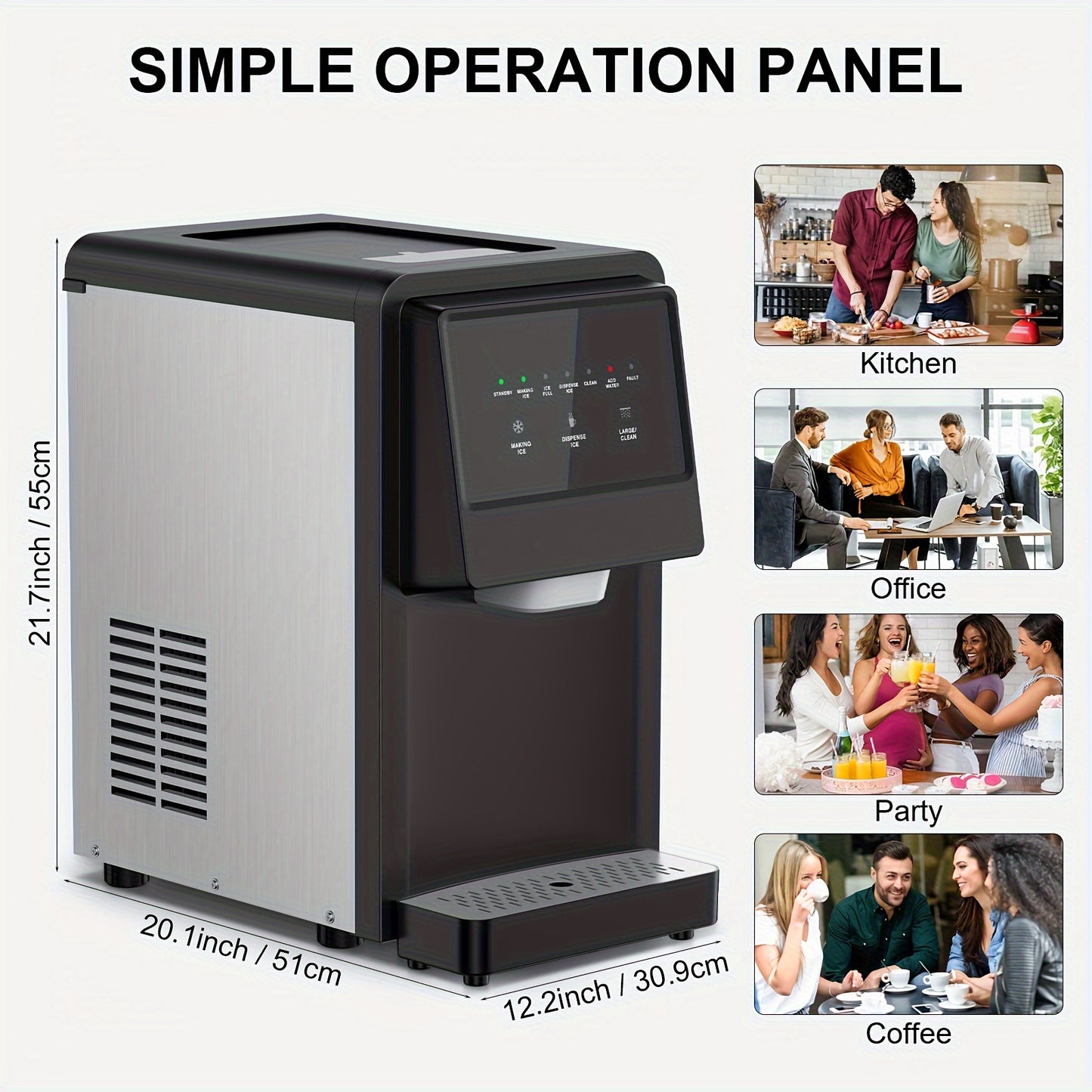 55 Lb. Daily Production Nugget Ice Cubes Countertop Ice Machine