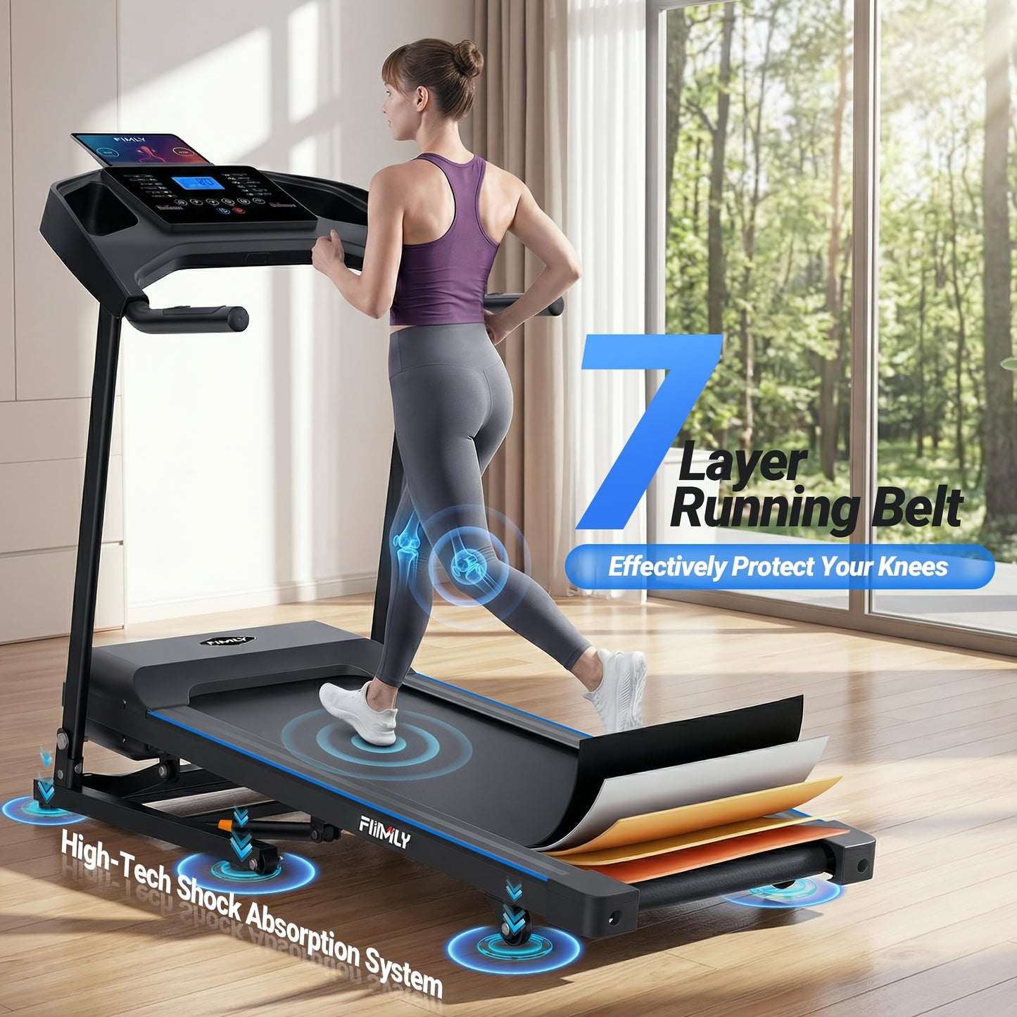 4.5 HP Heavy Duty Folding Treadmill for Home, 400 Lb Weight Capacity Running Machine with 20% Auto Incline, Smart Data Monitor, Advanced Shock Absorption & Large LED Display