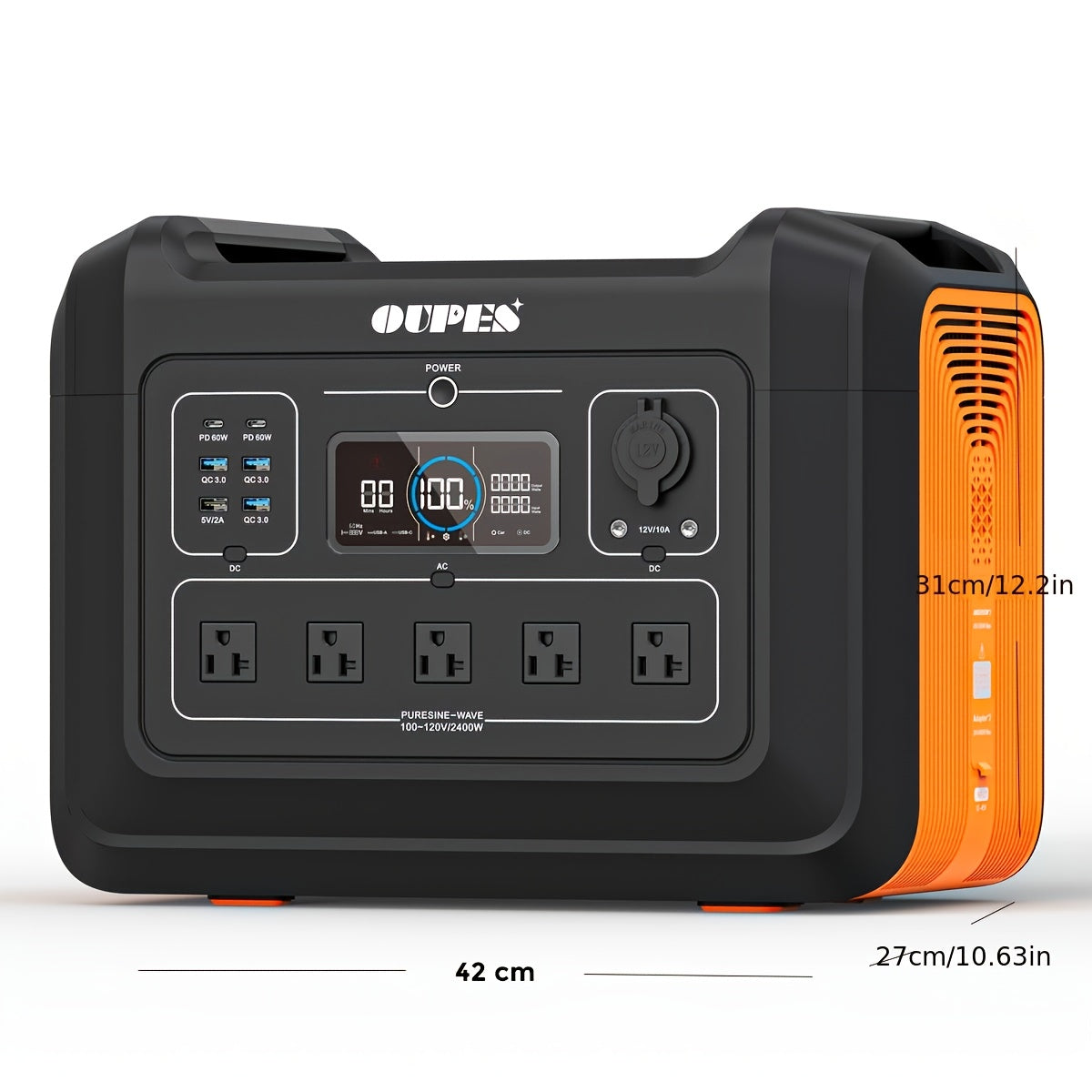 2400W 2232Wh Portable Power Station+240W Solar Panel Solar Generator LiFePO4 Battery, Pure Sine Wave AC Outlet, Solar Generator for Outdoors Camping Travelling And Emergencies Outdoor Generator