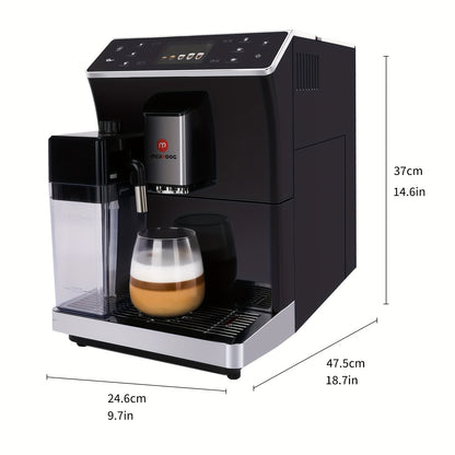 Mcilpoog Super Automatic Espresso Coffee Machine, Fully Automatic Espresso Machine With Grinder, Easy To Use Touch Screen Coffee Maker With Milk Frother.