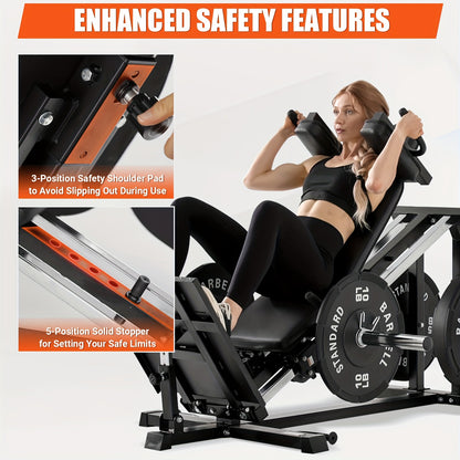 Compact Leg Sled Machine, Leg Press Machine Capacity 900lbs, Hack Squat Machine Combo, Calf Raise Home Gym