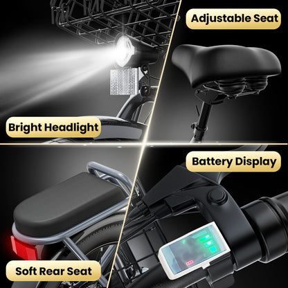 Adults Off-Road Electric Scooter with Seats, 500W Motor & 7800mAh Lithium Battery, 30Miles Range & 20MPH Top Speed E Scooter for Commuting, 20" X 3" Off-Road Tires, Front Shock Absorber, Adjustable Electric Scooter for Adults