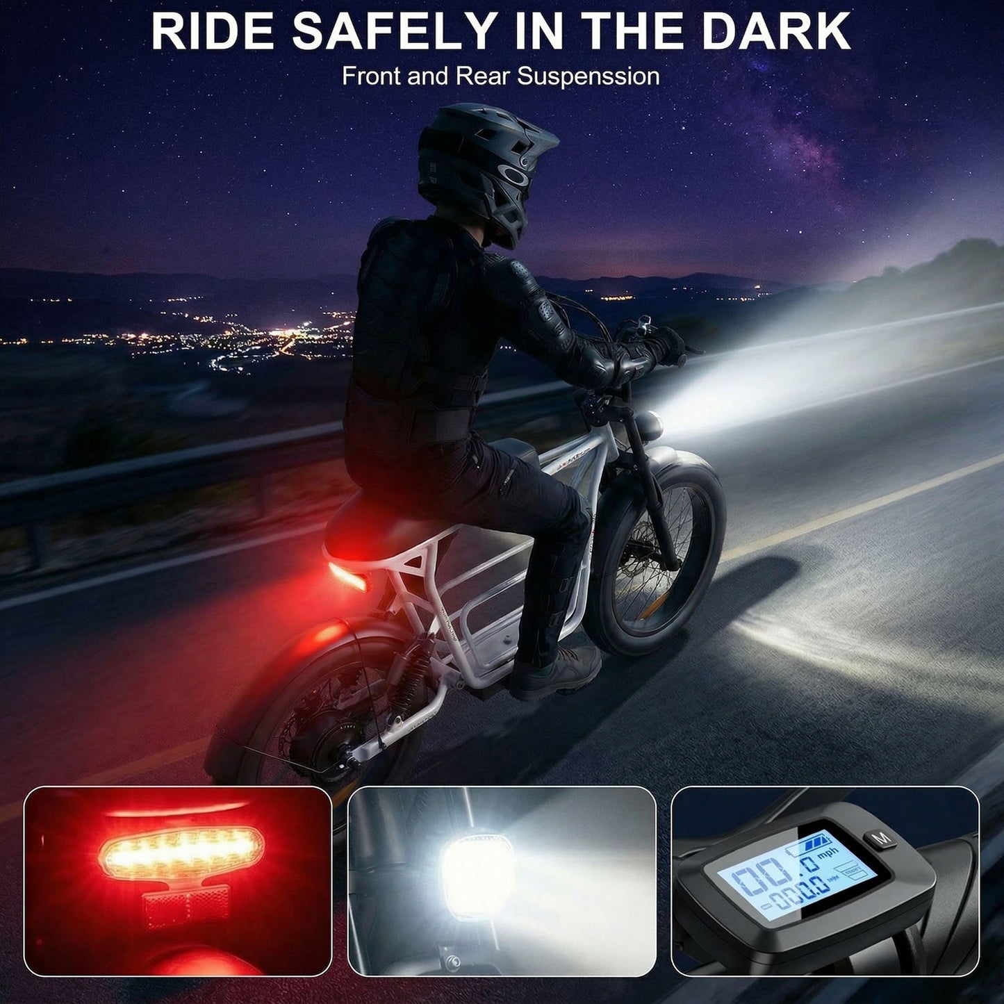 Off-Road Electric Scooter with a Seat, 500W Motor, 20-Inch All-Terrain Tires, a Top Speed of 20 Miles Per Hour, a Range of 30 Miles, a 48V 10.4Ah High-Capacity Battery, a Commuting Electric Scooter Equipped with an LCD Display And Dual Disc Brakes