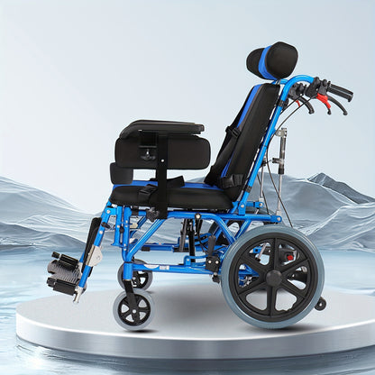 Foldable Pediatric Wheelchair for Kids & Children Cerebral Palsy, 17"Seat Width, 15"Rear Wheel Manual Folding Multi-Functional Wheelchairs