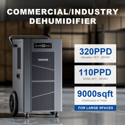 320 Pints Commercial Dehumidifier with Pump, Commercial Grade Dehumidifier for Basement