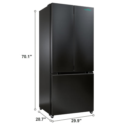 17.7cu Counter-Depth French Door Refrigerator | 17.7 Cubic Feet Capacity, Three-Door Design, Stainless Steel, Adjustable Thermostat, Automatic Defrost