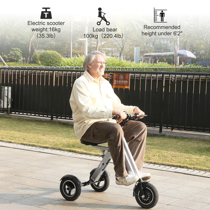 Compact Electric Trike for Grown-Ups, 3-Wheeled Mobility Scooter Featuring a Seat And Reverse Function, 10-Inch Air Tires, Lightweight Vehicle for Outdoor Adventures