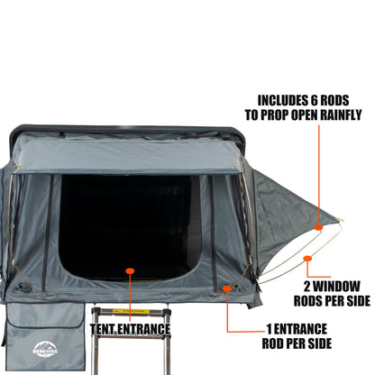 Quick Pop-Up Hardshell Roof Top Tent - Heavy-Duty SUV/Truck Roof Tent with Tent Fly, -Weather Camping Shelter, Vehicle-Mounted for, Setup & Zippered Door (No External Poles Required)