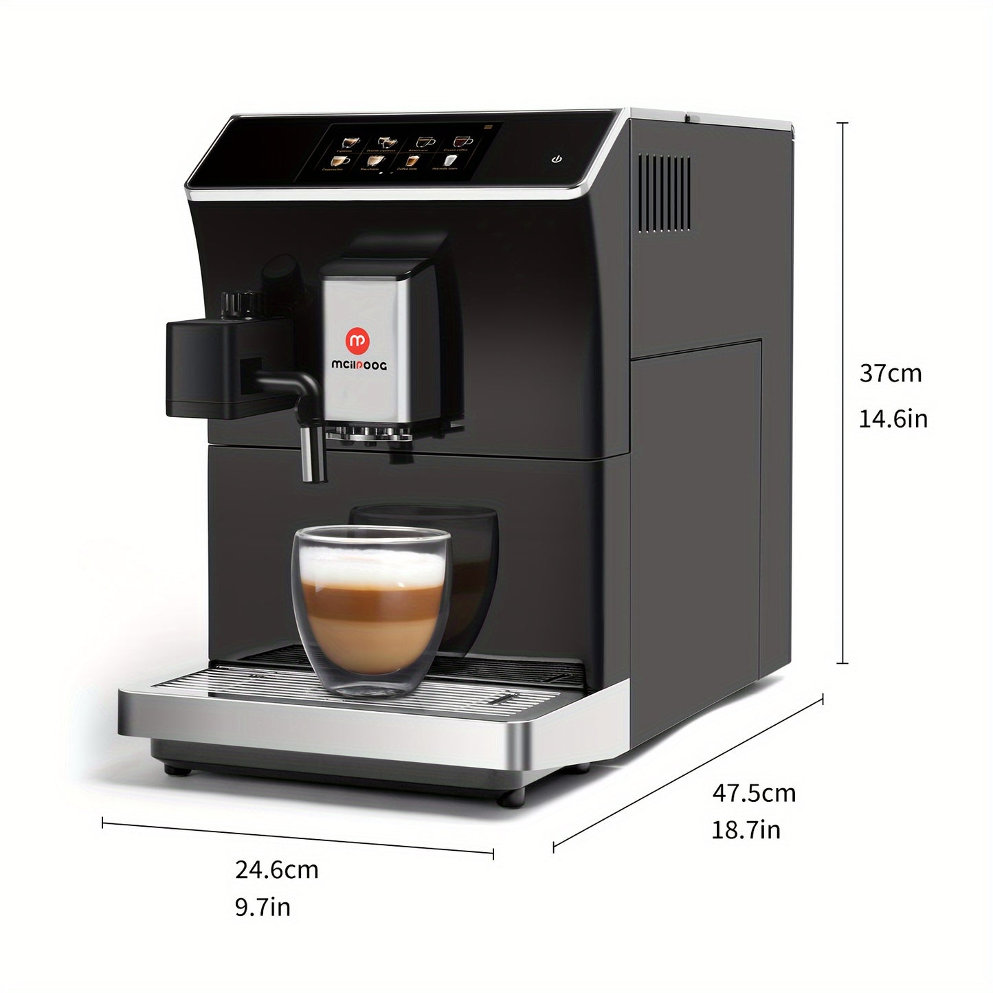 Mcilpoog WS-203 Super-Automatic Espresso Coffee Maker with Smart Touch Screen for Brewing 16 Coffee Drinks