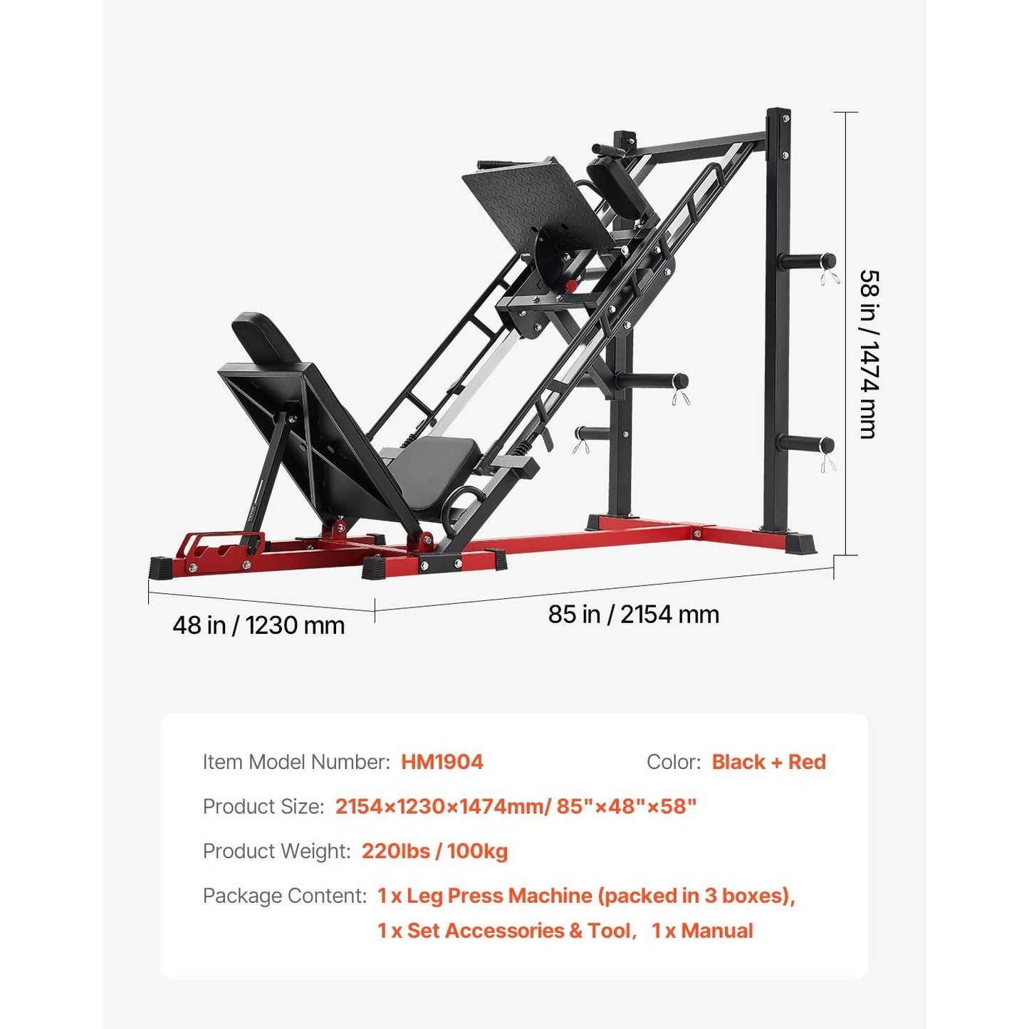 Leg Press Hack Squat Combo Machine Adjustable Lower Body Special Home Gym