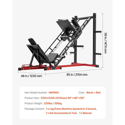 Leg Press Hack Squat Combo Machine Adjustable Lower Body Special Home Gym