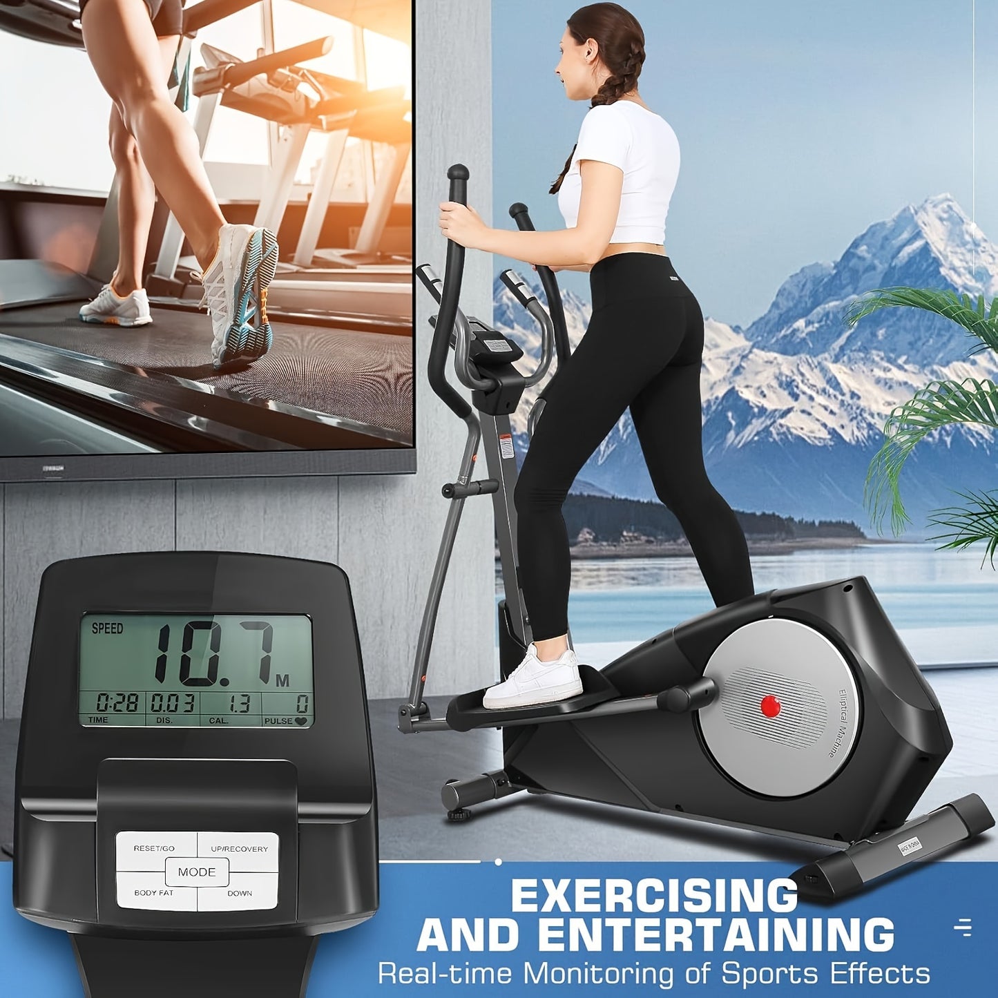 Elliptical Trainer, a Home Elliptical with an Ultra-quiet Magnetic Resistance System, Featuring 16 Resistance Levels, a Foldable Home Elliptical with an LCD Display, a Christmas Gift for Family and Friends