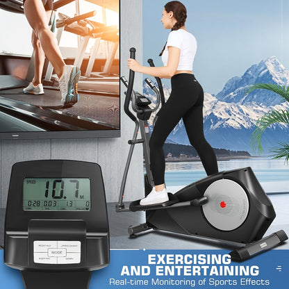 Elliptical Trainer, a Home Elliptical with an Ultra-quiet Magnetic Resistance System, Featuring 16 Resistance Levels, a Foldable Home Elliptical with an LCD Display, a Christmas Gift for Family and Friends