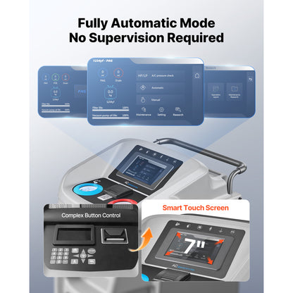 Fully Automatic Refrigerant Recovery Machine for 1234yf, ≥98.5% Accuracy, 7-Inch Touch Screen, AC Recovery, Vacuum, and Recharging Machine for Standard and High Voltage Automotive A/C Systems