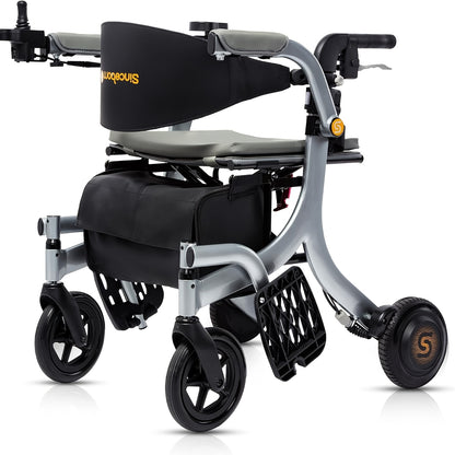 Sinceborn 4-In-1 Electric Rollator - Versatile Mobility Aid with Seat, Lightweight Foldable Transport Wheelchair And Drive Walker for Seniors