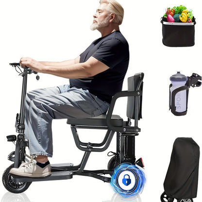 Lightweight Folding Mobility Scooter for Seniors & with 12AH, 25-Mile Range, Electromagnetic Brake - Scooter with Rear Storage, Padded & Absorption - Airline Approved (No Assembly)