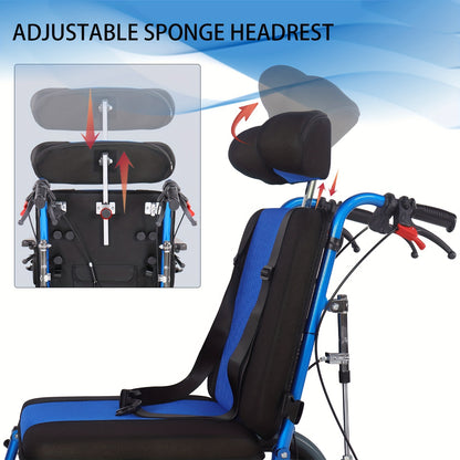 Foldable Pediatric Wheelchair for Kids & Children Cerebral Palsy, 17"Seat Width, 15"Rear Wheel Manual Folding Multi-Functional Wheelchairs