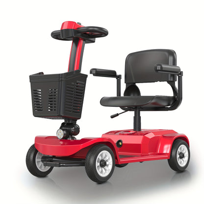 ightweight 4-Wheel Electric Mobility Scooter with Non-Slip All-Terrain Solid Tires, Front Basket, LED Headlight, Foldable Adult Mobility Scooter with Red/Black/Blue/Purple Colors, Senior Transportation, Safety Features Disabled Mobility Aid
