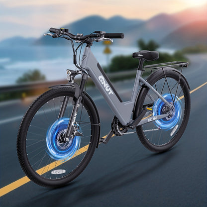 350W Electric Urban Bicycle, Adult Shopping E-Bike Featuring a 48V 10.4AH Detachable Battery, Step-Through Design Ideal for Skirts, Pants, Or Carrying Bags. The Perfect Commuter Option, Thoughtful Gifts for Both Seniors And Young Adults