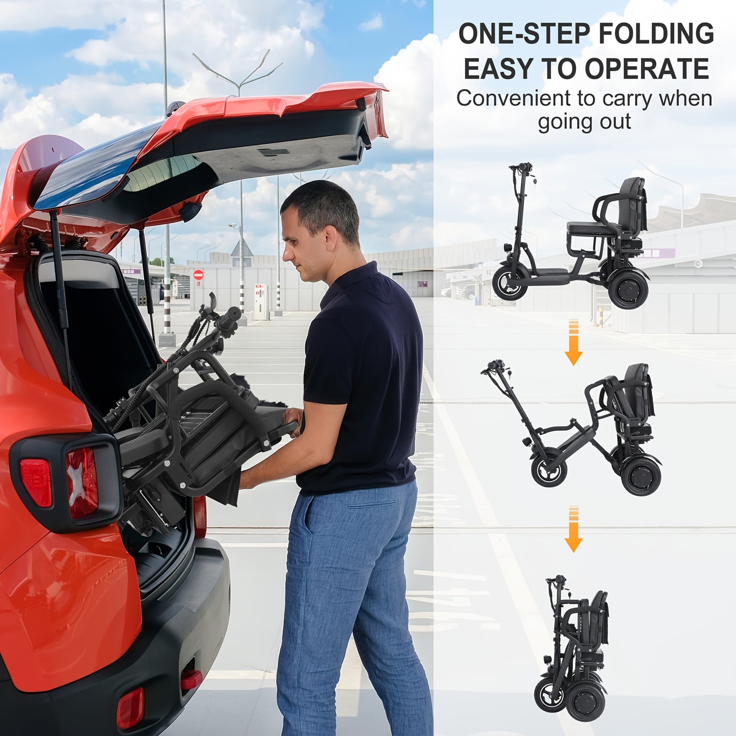 3 Wheel Electric Scooter For Seniors, 500W Dual Motor Lightweight Folding Mobility Trike, 300 Lbs Capacity, Airline Approved Removable Battery For Travel