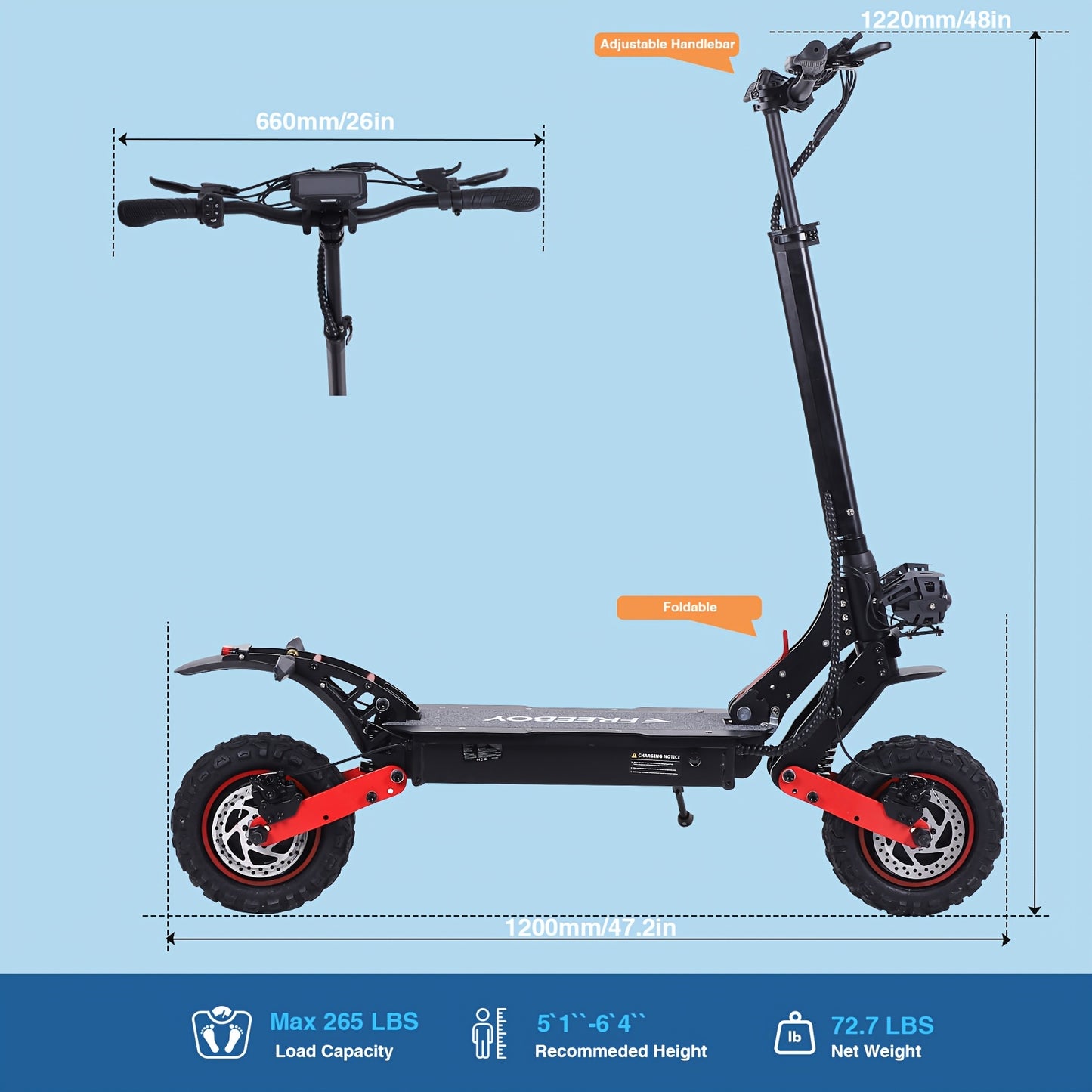 Free Delivery with Express Shipping High-power 72V Adult Electric Scooter Features LED Lights, Extended Range, Removable Seat Dual Suspension, 13-inch Vacuum Tyres Adult Off-road Electric Scooter