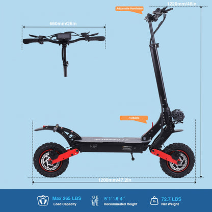 Free Delivery with Express Shipping High-power 72V Adult Electric Scooter Features LED Lights, Extended Range, Removable Seat Dual Suspension, 13-inch Vacuum Tyres Adult Off-road Electric Scooter