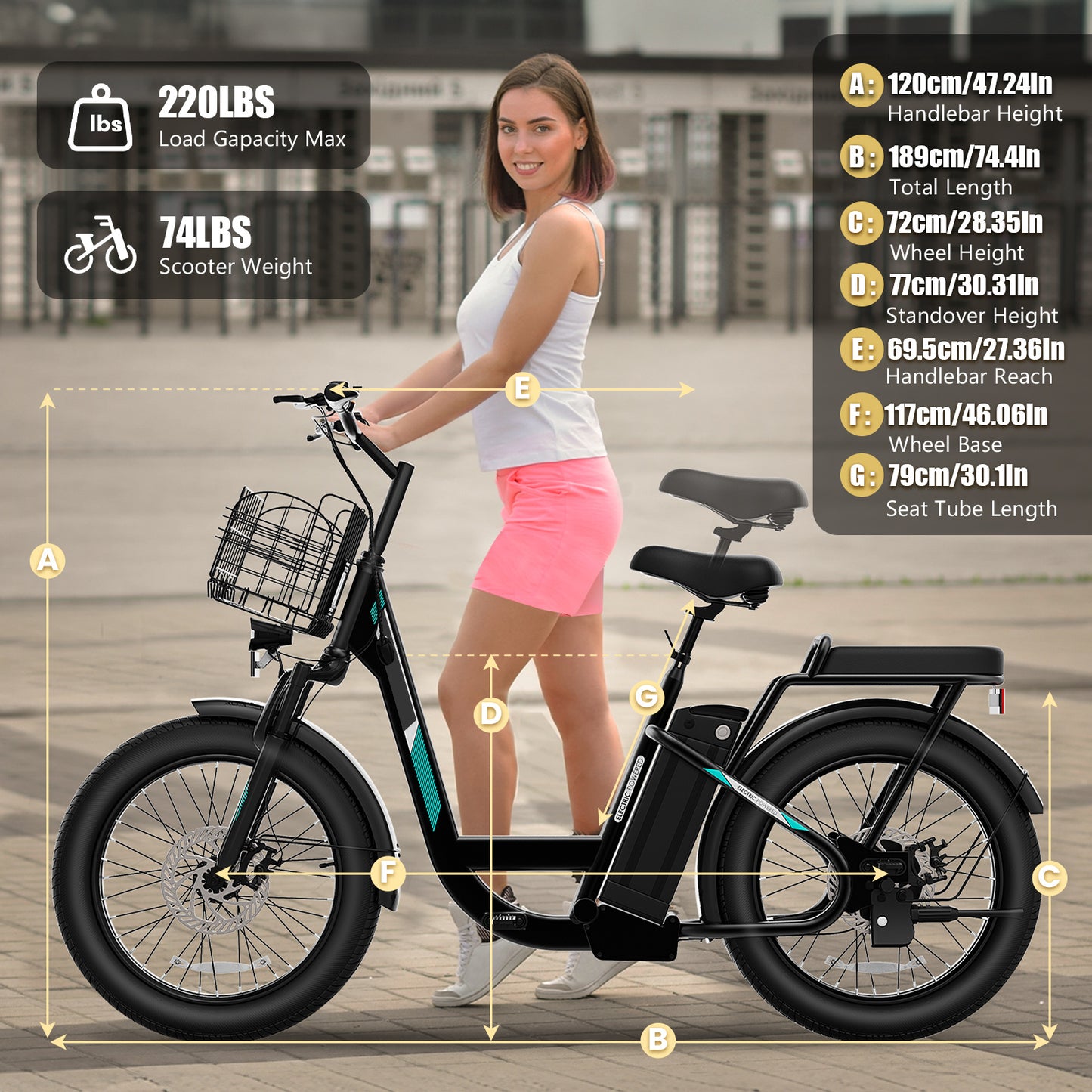 Adults Off-Road Electric Scooter with Seats, 500W Motor & 7800mAh Lithium Battery, 30Miles Range & 20MPH Top Speed E Scooter for Commuting, 20" X 3" Off-Road Tires, Front Shock Absorber, Adjustable Electric Scooter for Adults