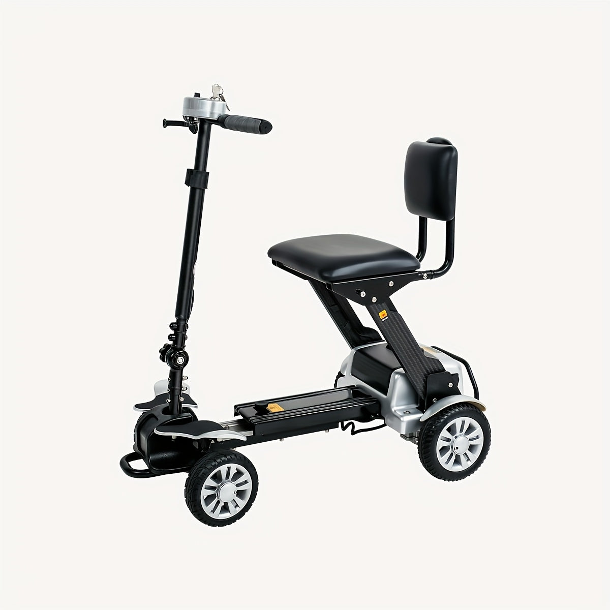 Lightweight Electric Mobility Scooter with Four Wheels, Designed for Seniors, Featuring a Foldable Carbon Fiber Frame And a Comfortable