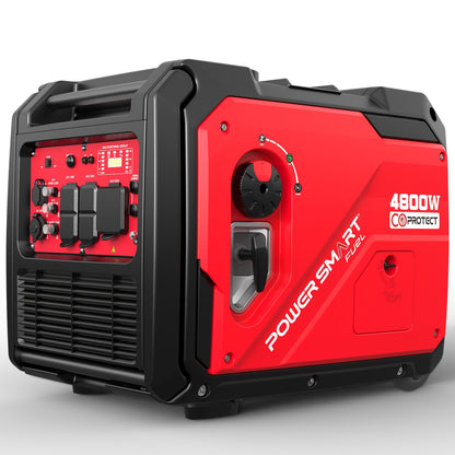 4800 Watt & 3600 Watt Gas Engine Generator for Camping & Emergencies - W/ CO Alarm, Portable, Low Noise, Inverter Generator
