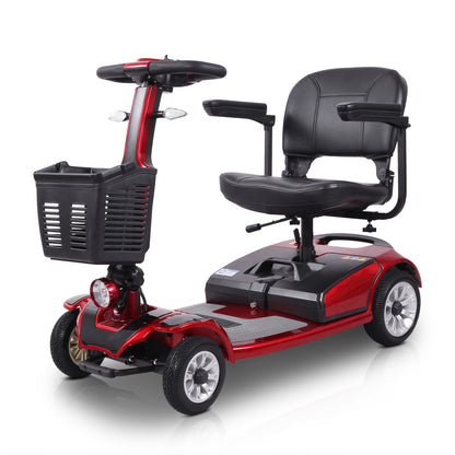 Foldable Four Wheel Mobility Scooter For Transporting Adults And Elderly, Electric Scooter With Removable Battery, 360° Swivel Seat, Front And Back Signal Lights, Tools Free Assemble, 8 Inch, 9 Inch Solid Tires Electric Mobility Aid