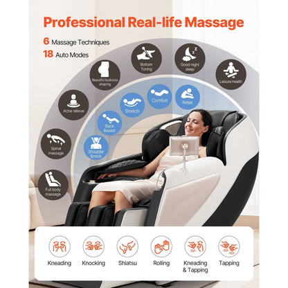Full Body Massage Chair, 3D Zero Gravity Recliner with SL Track, 18 Auto Modes, Heat, Foot Rollers, Armrest Control, LCD Display, 36 Airbags, Retractable Footrest