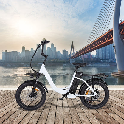 Electric Bike For Adults, RP50 Real 500W 20''×3.0 Fat Tire Electric Bicycle, 14.5Ah 48V Removable Battery Max Range 73Miles For Urban Commuter, High MPH Cargo Ebike With Front Suspension & 7 Speed Gear