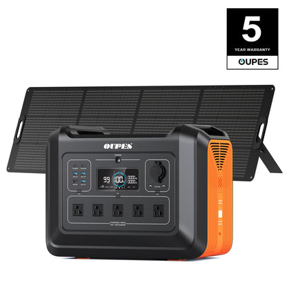 2400W 2232Wh Portable Power Station+240W Solar Panel Solar Generator LiFePO4 Battery, Pure Sine Wave AC Outlet, Solar Generator for Outdoors Camping Travelling And Emergencies Outdoor Generator