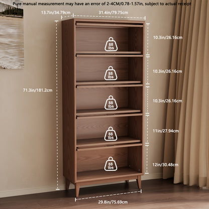 Wooden Bookshelf Multi Layer Bookshelf With Tempered Cabinet Glass Door, Brown Decorative Cube Storage Box, Bookshelf Multi Functional Storage Cabinet, Suitable For Kitchen, Home, Office
