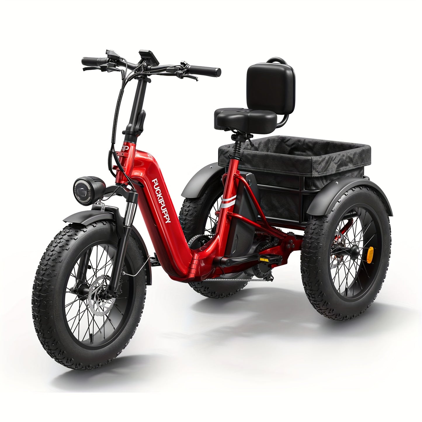 Electric Trike for Adult, Rear High-power Brushless Motor, 19MPH Commuter E-bike, 48V 18AH Cells Battery, Pickup Class 500 LB Load Electric Tricycle with 20" Tire And Large Basket, 60 Miles Range, for City And Mountain Road, Halloween Gift(Husky)