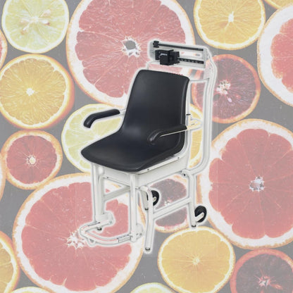 Chair Scale Mechanical 400 Lb X 4 Oz Lift-Away Arms and Foot Rests Oversized Wheels Die Cast Beam