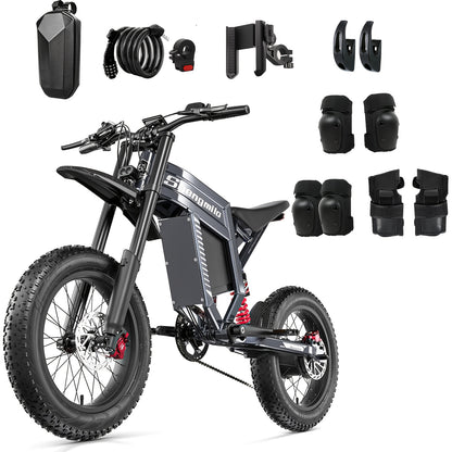 S900 Electric Mountain Bike 60 V 30 Ah Hydraulic Oil Brake 7 Speed Gears 20 X 4.0 Wide Tyre Double Shoulder Shock Absorber Adult Mountain Electric Motorcycle Bike
