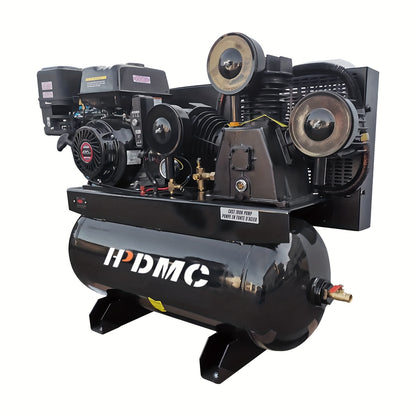 30 Gal Gas Powered Air Compressor 13HP 35CFM Gas Driven Piston Pump Air Compressed System with 125PSI Max. Pressure And ASME Tank for Worksho, Machinery, Construction Sites