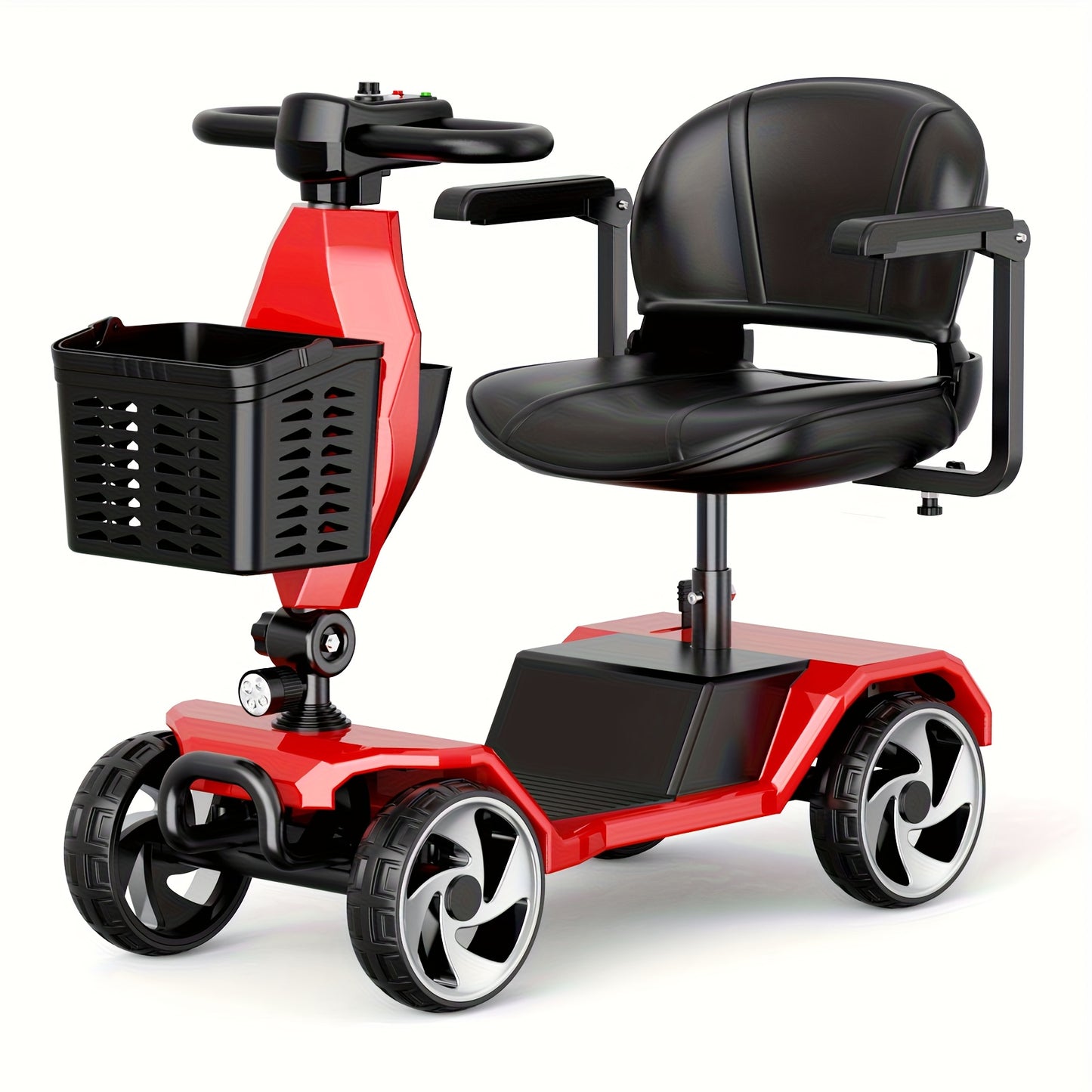 4-Wheel Electric Mobility Scooter For Adults With Seat - 250W Motor, 15 Miles Per Hour Speed, With Backrest Seat And Front Basket, 265 Pounds Capacity, 8 Inch Solid Tires, Lightweight 82Pounds, Suitable For Outdoor And Indoor Mobility