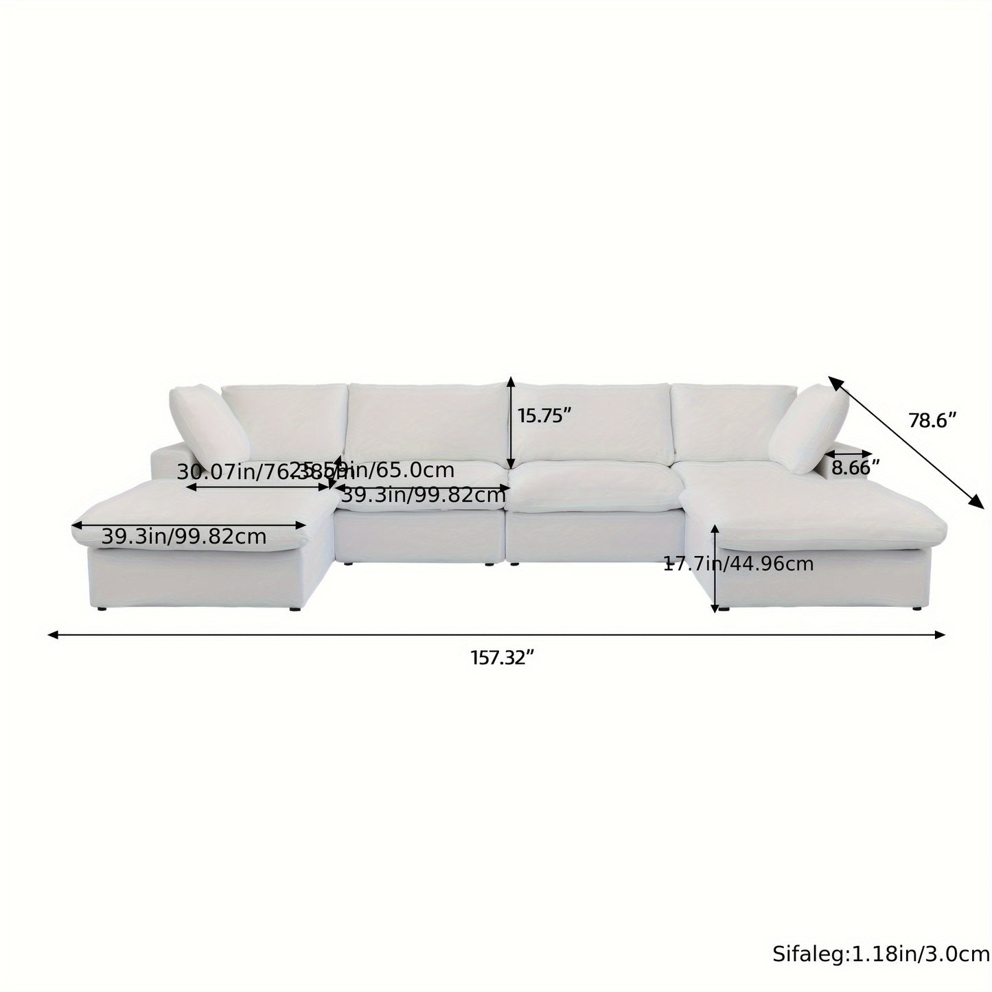 Modular Sectional Sofa with Storage Ottomans, U-Shaped Design, Minimalist Style, Deep And Wide Convertible Couches for The Living Room, with Washable And Replaceable Covers