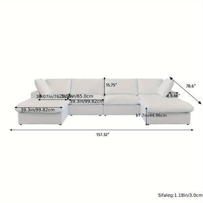 Modular Sectional Sofa with Storage Ottomans, U-Shaped Design, Minimalist Style, Deep And Wide Convertible Couches for The Living Room, with Washable And Replaceable Covers