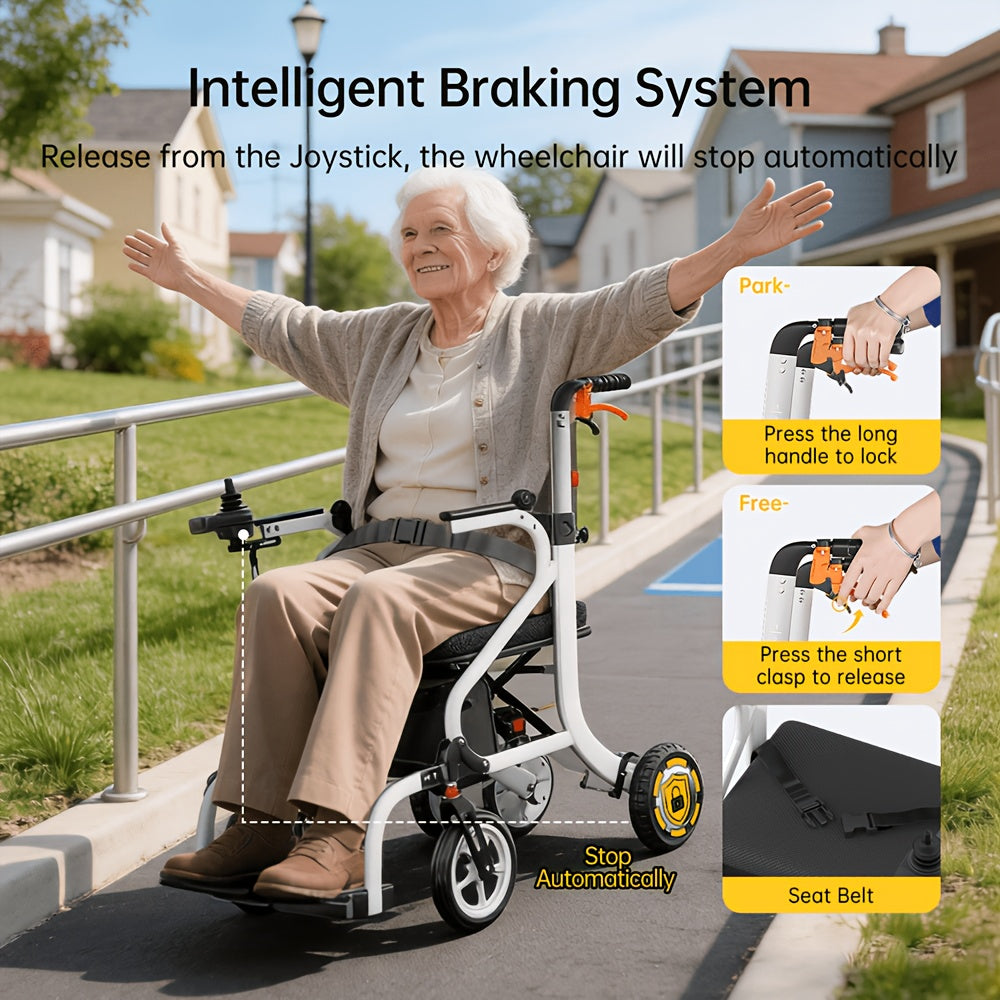 Has A Long Range Of 20 Miles, An Intelligent Electric Wheelchair for Adults, Intelligent Controller, Lightweight, One-step Folding And Unfolding, Can Be Put In The Trunk, High-power 500W Motor, Strong Climbing Force