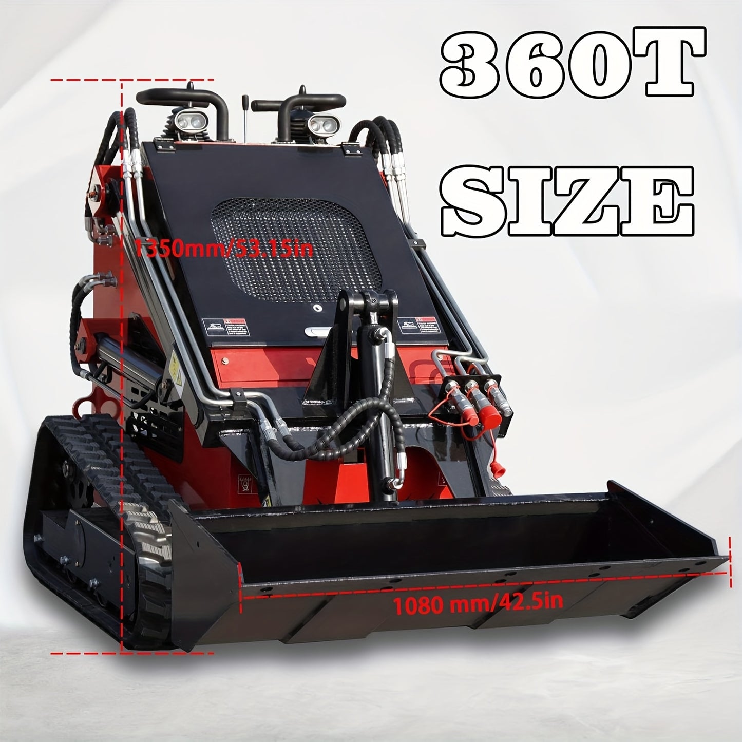 Mini Skid Steer Loader -13.5 HP Engine, Compact Track LoaderCompact Track Loader for Efficient Snow Clearing, Multi Functional Bulldozer Shovel Engineering Vehicle for Farms Gardens Park Roads Factories