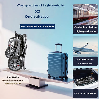 Lightweight Folding Electric Wheelchair - a Smart Automatic Aluminum Alloy Wheelchair Designed for The Elderly And Disabled